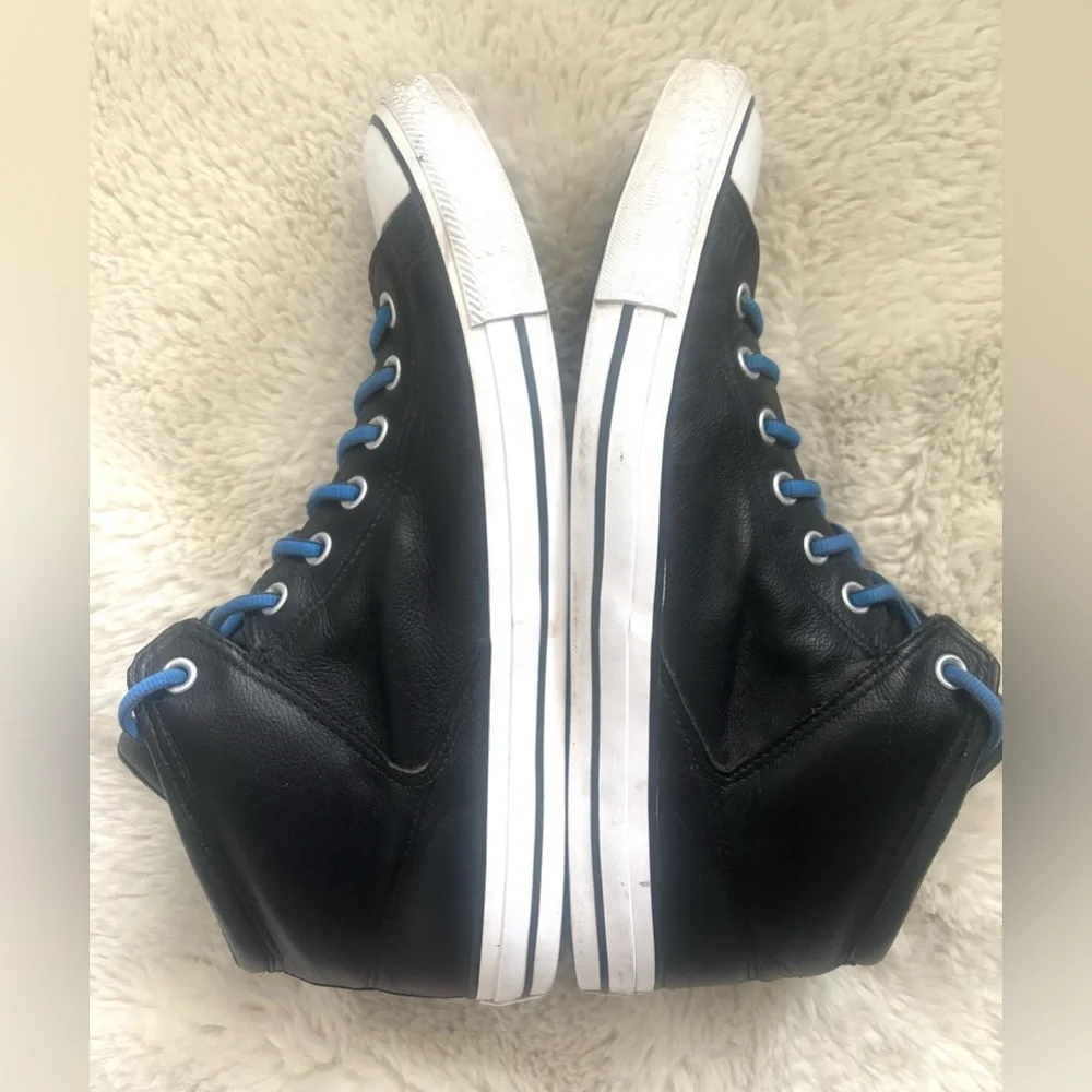 Converse Chuck Taylor All Star Leather High-Top Sneakers Blue Laces Size: 12 - Picture 2 of 8
